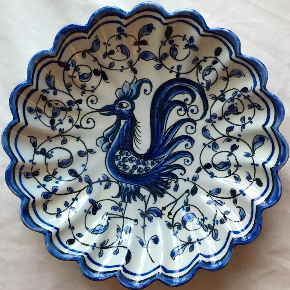 Hand-Painted Ceramic Portuguese Rooster Decorative Plate